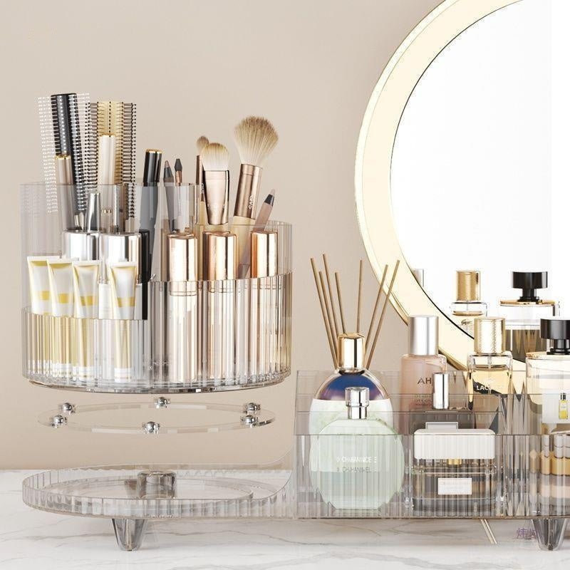 Cosmetics Storage Box Large Capacity Rotatable Dresser Table Lipstick Skin Care Products Transparent Rack Acrylic - Fast shipping USA store