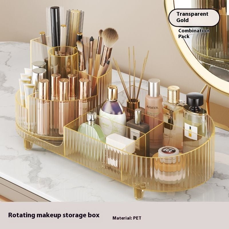 Cosmetics Storage Box Large Capacity Rotatable Dresser Table Lipstick Skin Care Products Transparent Rack Acrylic - Fast shipping USA store