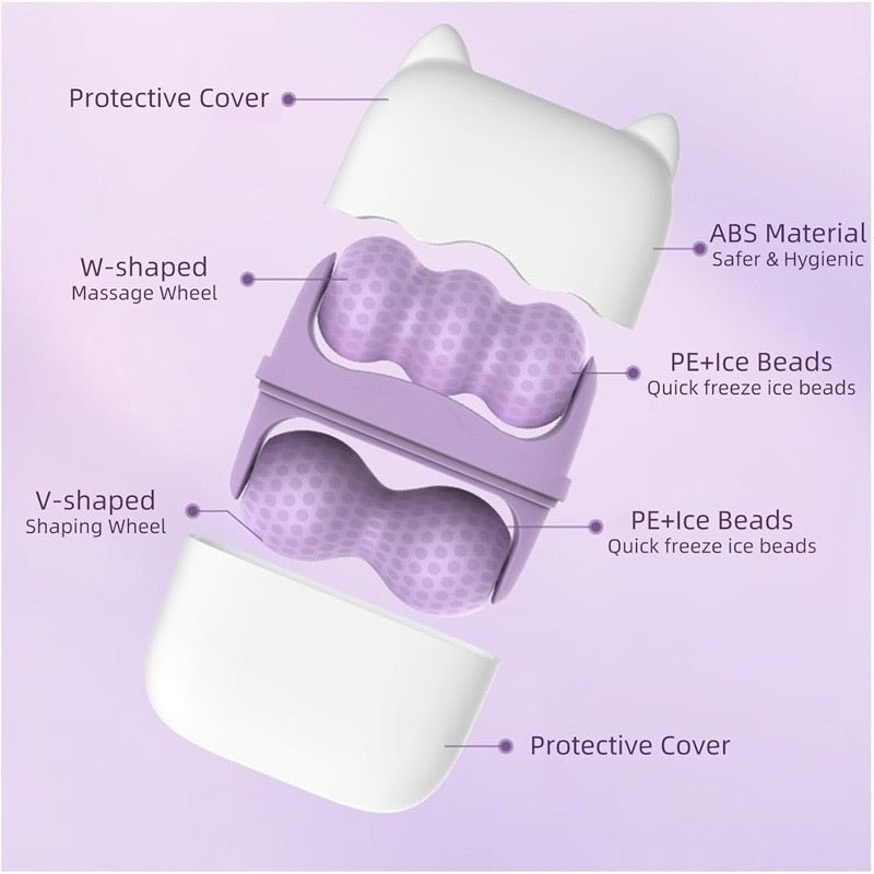 Ice Massage Device,Ice Roller Set For Face And Eyes - Facial Skin Care Tools With 2 Cold Therapy Face Roller And Premium Travel Case, Self Care Gift For Men Women - GlowSwift Beauty