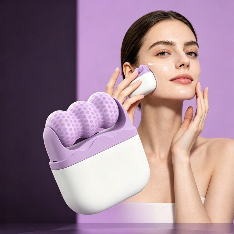 Ice Massage Device,Ice Roller Set For Face And Eyes - Facial Skin Care Tools With 2 Cold Therapy Face Roller And Premium Travel Case, Self Care Gift For Men Women - GlowSwift Beauty